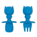 Bumkins Baby Utensils Set, Chewtensils Silicone Spoons for Dipping, Self-Feeding, Baby Led Weaning, Trainer Learning, First Stage Eating, Soft Practice Fork and Spoon, 6 Months, Batman Blue by TinyTreasures Baby Boutique