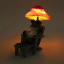 Little Frog Garden Statue with mini Patio Mushroom Solar Lights Outdoor Figurines Halloween Home Decor Fairy Garden Accessories Small Lawn Ornaments 4.5"x4.5"x2.6" by GreenHaven Gardens