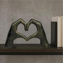 Top Brass Large Rustic Heart Hands Sculpture, 9 3/4” Resin Love Statue – Romantic Decor Accent for Shelf or Mantel – Perfect for Wedding, Valentine's Day or Anniversary (Rustic Cast Iron) by CozyNest Decor
