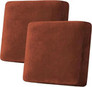 H.VERSAILTEX Velvet Stretch Couch Cushion Cover Plush Cushion Slipcover for Chair Loveseat Sofa Cushion Furniture Protector Seat Cushion Sofa Cover (2 Piece Large Sofa Cushion Covers, Rust) by CozyNest Decor
