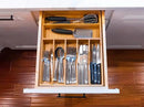 Umilife Bamboo Kitchen Drawer Organizer, 13 Inch Silverware Utensil Tray Holder, Extra Deep Grooved Drawer Divider, 7 Slots Total Bamboo Wood Caddy for Flatware Cutlery Knives, Forks, Spoons by CozyNest Decor