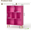 LEYAOYAO 7 Cube Bookshelf,3 Tier Book Shelf with Legs,Pink Modern Bookshelf,Large Freestanding Open Toy Modern Bookshelves,Display Bookcases Decor Furniture for Nursery by CozyNest Decor