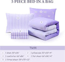 Twin Comforter Set with Sheets for Girls-5 Pieces Twin Bedding Sets with Purple Comforter, Sheets, Pillowcase & Sham for Kids (Purple Butterfly, 66" X 86") by TinyTreasures Baby Boutique