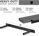 Homeforia 24inch Gray Floating Shelves for Wall, High End Solid Real Wood 24in Floating Shelf for Bathroom, Grey Wooden 24 inch Long Floating Shelves, Heavy Duty Bracket, 24 X 6.5 X 1.75 in, Set of 2 by CozyNest Decor