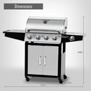 MASTER COOK 4 Burner Gas Grill, 52,000 BTU Cabinet Style Grill, Propane Grill, with Side Burner, Built with Stainless Steel by GreenHaven Gardens