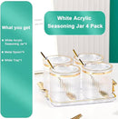 Acrylic Condiment Spice Jars,Condiment Spice Box With Lids and Spoons and Tray,Clear Plastic Sugar Salt Canisters,Seasoning Box 4 Pack,Seasoning Box Set for Kitchen to Storage Salt,Paprika,Sugar by CozyNest Decor