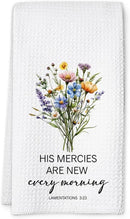 Christian Kitchen Towel, Waffle Weave Microfiber Scripture Hand Towel, His Mercies are New Every Morning Bible Verse Farmhouse Decor for Kitchen Bathroom, Inspirational Gift for Women by CozyNest Decor
