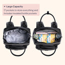 BabbleRoo Leather Diaper Bag Backpack - Baby Essentials Travel Baby Bag, Multi function, with Changing Pad, Stroller Straps & Pacifier Case – Unisex, Black by TinyTreasures Baby Boutique