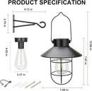 pearlstar Solar Lanterns Outdoor Metal Solar Powered Hanging Lights Waterproof for Wall Barn Yard Garden Patio Garage Balcony Porch Fence Decor, Warm White Edison Bulb (Black-2pack) by GreenHaven Gardens