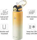 Enerbone 32 oz Insulated Water Bottle, Stainless Steel Bottle with Carrying Strap, Double-Wall Vacuum Insulation Design, Leakproof Sports Bottle with Straw, Keep Drinks Cold or Hot for Hours by CozyNest Decor