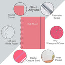 Daily Planner Undated - A5 To Do List Notebook Hourly Schedules, Spiral Appointment Planner for Women and Men, PVC Hardcover, Inner Pocket, Elastic Closure, 5.8" x 8.3", Pink by TinyTreasures Baby Boutique