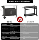 Dining Cart Table with Big Storage Cabinet, Movable Outdoor BBQ Grill Table Pizza Oven Stand, Kitchen Cart Island Multifunctional Food Prep for Inside and Outside by CozyNest Decor