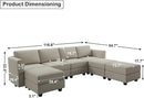 Belffin Modular Sectional Sofa U Shaped Sectional Couch with Reversible Chaises Velvet Modular Sofa with Storage Seat Grey by CozyNest Decor