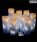 Sky Blue Flameless Candle, with Built-in Star Clusters, 9 LED Candles, 11 Button Remote Control, 24-Hour Cycle Timing, Flashing Flames, Real Wax, Battery Powered. (Full Sky Star Series)… by CozyNest Decor