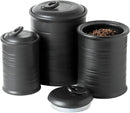 Nihow Food Storage Jar Sets: Ceramic Container with Air Tight Lid for Flour/Sugar/Rice/Coffee/Cookies/Candy - Seal Damp-proof Canister for The Kitchen - Set of 3 （Matte Black） by CozyNest Decor