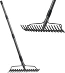 Bow Rakes for Lawns, 17 Prongs 17" Wide Heavy Duty Metal Garden Rake Long Handle 50", Adjustable Rock Yard Thatch Rake for Leaves Gardening Loosening Soil Mulch Gathering Leaf by GreenHaven Gardens