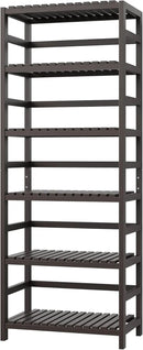 FOTOSOK 6-Tier Bamboo Shelf, Bamboo Bookcase with Adjustable Shelves, Free Standing Storage Shelf Unit, Plant Flower Stand for Kitchen, Bathroom, Home Office, Vintage by CozyNest Decor