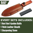 Black Iron Hori Hori Garden Knife [7 Inches, Japanese Stainless Steel] Durable Gardening Tool for Weeding, Digging, Cutting & Planting with Leather Sheath and Sharpening Stone by GreenHaven Gardens