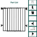 Babelio 34" Extra Tall Baby/Dog Gate with No Threshold Design Walk Thru Door, 26-43" Auto Close Safety Gate for Babies, Elders and Pets, Fits Doorways, Stairs, and Entryways, Black by TinyTreasures Baby Boutique