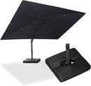 PURPLE LEAF 10' × 13' Patio Cantilever Umbrella with Base Outdoor Rectangle Adjustable Offset Umbrellas with 360-degree Rotation and 8 Heavy Duty Metal Ribs for Garden Deck Pool Grey by GreenHaven Gardens