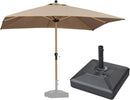 PURPLE LEAF 10' x 10' Square Patio Umbrella with Base Outdoor Umbrella Market Umbrella with Crank & 8 Ribs Aluminum Outdoor Table Umbrella for Pool Deck Backyard, Taupe by GreenHaven Gardens