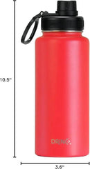DRINCO Stainless Steel Water Bottle Spout Lid Vacuum Insulated Double Wall Water Bottle Wide Mouth (40oz 32oz 22oz 18oz 14oz) Leak Proof Keeps Cold or Hot (32 oz, 32oz Barn Red) by CozyNest Decor