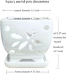 Orchid Pots with Holes Square Ceramic Orchid Planter Pots 5.5 inch (White) by GreenHaven Gardens