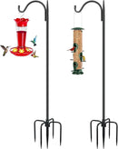 FEED GARDEN Short Shepherds Hooks for Outdoor, 48 Inch Bird Feeder Pole with 5 Prongs Base, Heavy Duty Shepherds Hook Garden Hook for Hummingbird Feeder, Hanging Lantern, Plant Baskets, 2 Pack by GreenHaven Gardens