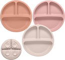 Toddler Plates, 3 Pack Divided Suction Plates for Baby, Food Grade Silicone Baby Plates, BPA Free, Non-slip, Baby Led Weaning Supplies, Microwave & Dishwasher Safe by TinyTreasures Baby Boutique
