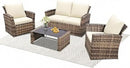 4 Piece Outdoor Patio Furniture Set,Wicker Conversation Sets Outdoor Sectional Patio Sofa Couch with Cushions & Coffee Table for Outside, Garden, Balcony, Porch,Yellow/Beige by GreenHaven Gardens