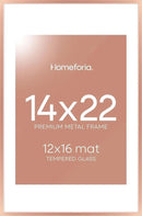 Homeforia 14x22 Picture Frame Rose Gold, High End Metal 14x22 Poster Frames with Mat 12x16 inch Photo, 14 x 22 Rose Gold Frame Matted to 12 by 16 Print, 22x14 Frame, Tempered Glass, Wall Kit, Set of 1 by CozyNest Decor