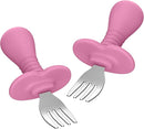 Baby Fork Toddler Forks for Self Feeding, Kids Forks with Silicone Round Handle, Stainless Steel Toddler Utensils Children Safe Silverware Set, Anti-Choke Design, BPA Free - Pink by TinyTreasures Baby Boutique