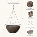 LA JOLIE MUSE Hanging Planters for Outdoor Plants, Large Outdoor Hanging Planters with Drain Holes Ash Brown, Honeycomb (13.2 Inch, Set of 2) by CozyNest Decor