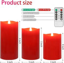 Red Flameless Candles with Remote, Flickering Battery Operated Candles with Timer, Real Wax LED Pillar Fake Candles for Christmas Party Home Decor, Set of 3 by CozyNest Decor