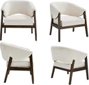 Mid-Century Modern Accent Chair, Comfy Barrel Armchair with Wide Seat, Upholstered Lounge Chair with Walnut Wood Legs for Living Room/Bedroom/Reading Corner, Chenille, Beige, 1PC by CozyNest Decor