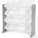 Humble Crew Kids Toy Storage Organizer with 12 Plastic Bins, Grey/White – Removable Bins for Playroom, Bedroom, Toddler Furniture for Boys and Girls Ages by TinyTreasures Baby Boutique