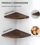 Corner Shelves, Floating Corner Shelf, Set of 2 10inch Solid Oak Wood Corner Wall Shelves, Round End with Wire Hole for Small Plant for Bedroom Kitchen, Living Room by CozyNest Decor