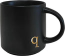 COLLECTIVE HOME - Black Monogram Ceramic Mugs, 15 oz Golden Initial Coffee Cups, Elegant Alphabet Tea Mugs, Personalized Halloween Mug with Gift Box, Perfect for Office and Home Décor (q) by CozyNest Decor