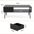 HAIOOU Coffee Table, Mid Century Modern Style Cocktail Table TV Stand with Drawer, Open Storage Shelf, Stable Floor-Anti-Scratching Pine Leg for Home, Office, Living Room - Black by CozyNest Decor
