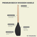 Silicone Cooking Utensils Set, Premium Beech Wood Handle Kitchen Gadgets Utensil Set, Non-Stick Kitchen Utensils Spatula, Tongs, Turner, Whisk, Brush, Spoon, BPA FREE, 446°F Resistant (Black) by CozyNest Decor
