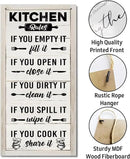 Hanging Kitchen Rules Wood Decor Sign, Rustic Kitchen Wooden Signs, Printed Wood Wall Art Sign, Kitchen Door Rules Rustic Sign, Hanging Wood Sign Kitchen Decor, Funny Farmhouse Kitchen Wall Décor B1 by CozyNest Decor
