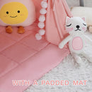 Teepee Tent for Kids with Padded Mat Cotton Canvas Kids Tent with Pompom for Toddlers Indoor Play Tent for Girls Boys with Stars Lights, Carry Bag, Banner Flag (Pink) by TinyTreasures Baby Boutique