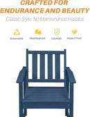 HDPE Patio Dining Set, 5-Piece Outdoor Table and Chairs with Umbrella Hole, Modern Outdoor Dining Set for 4, HDPE Outdoor Patio Furniture Dining Sets for Deck, Poolside, Porch, Navy by CozyNest Decor
