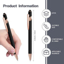 8 Pieces Ballpoint Pen with Stylus Tip Black Ink 2 in 1 Stylus Metal 1.0 mm Medium Point Smooth Pen Rainbow Colorful Rubberized Ballpoint for Touch Screen Tablet(Rose Gold, Black) by TinyTreasures Baby Boutique