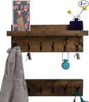 Coat Rack with Shelf Wall Mounted with Storage (Choose Your Length) Towel Rack Entryway Organizer Key Hooks (20" L (5 Hooks) Set of 2) by CozyNest Decor