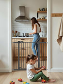 36.2" Extra Tall Baby Gate for Stairs, 29.5-46" Wide Dog Gate for Doorways, Walk Thru Auto Close Metal Child Gate for The House, Stairs and Doorways, Pet Gate Pressure Mounted Dog Gate Indoor (Black) by TinyTreasures Baby Boutique