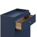 Storkcraft California 3-Drawer Chest with Removable Changing Topper (Midnight Blue with Driftwood) – GREENGUARD Gold Certified, Interlocking Drawer System, Pre-Installed Tracks, Easy Assembly by TinyTreasures Baby Boutique