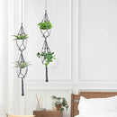 Belit 2 Pack Double Macrame Plant Hangers 2 Tier Hanging Planter Basket Decorative Flower Pot Holder Rope for Indoor Outdoor Home Decor 51 Inch, Grey by GreenHaven Gardens