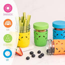 Elk and Friends Kids & Toddler Cups | The Original Glass Mason jars 8 oz with Silicone Sleeves & Silicone Straws with Stoppers | Smoothie Cups | Spill Proof Sippy Cups for Toddlers | 8 Pack by TinyTreasures Baby Boutique