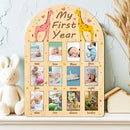 ORIGACH My First Year Baby Growth Photo Display Wood Board - 12 Months Newborn Milestones Photo Board - Neutral Baby Keepsake Frame 1st Birthday Party Nursery Decor New Mom Gift - Giraffe by TinyTreasures Baby Boutique